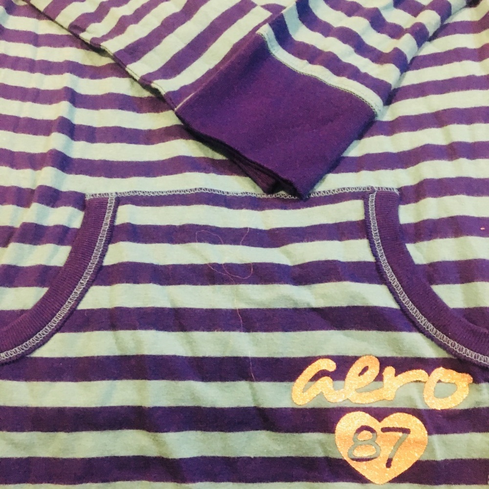 Aeropostale stripped  long sleeve hooded tee Sz m